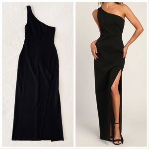 NWT Lulus Good Times Only Black One-Shoulder Maxi Dress Large